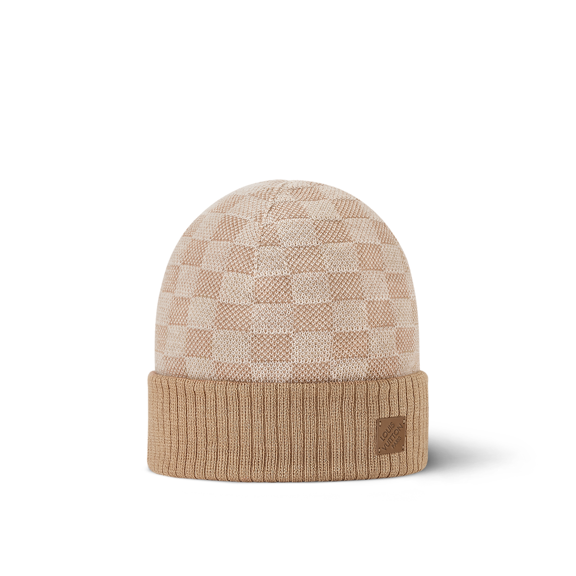 LTV Bonnet et Écharpe Néo Petit Damier Beige