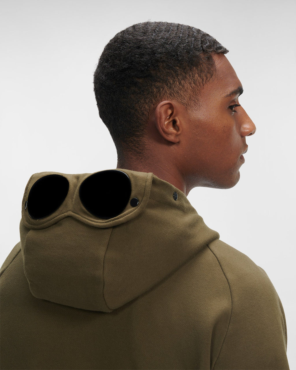 Sweat à capuche zippé Vert Kaki C-P COMPNY