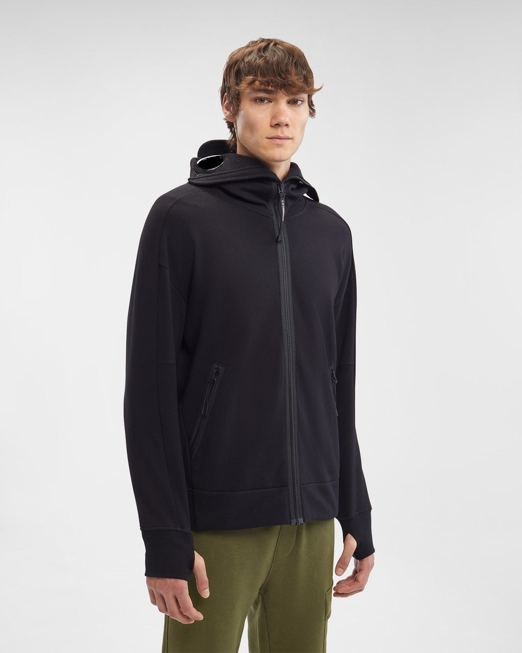 Sweat à capuche zippé Noir C-P COMPNY