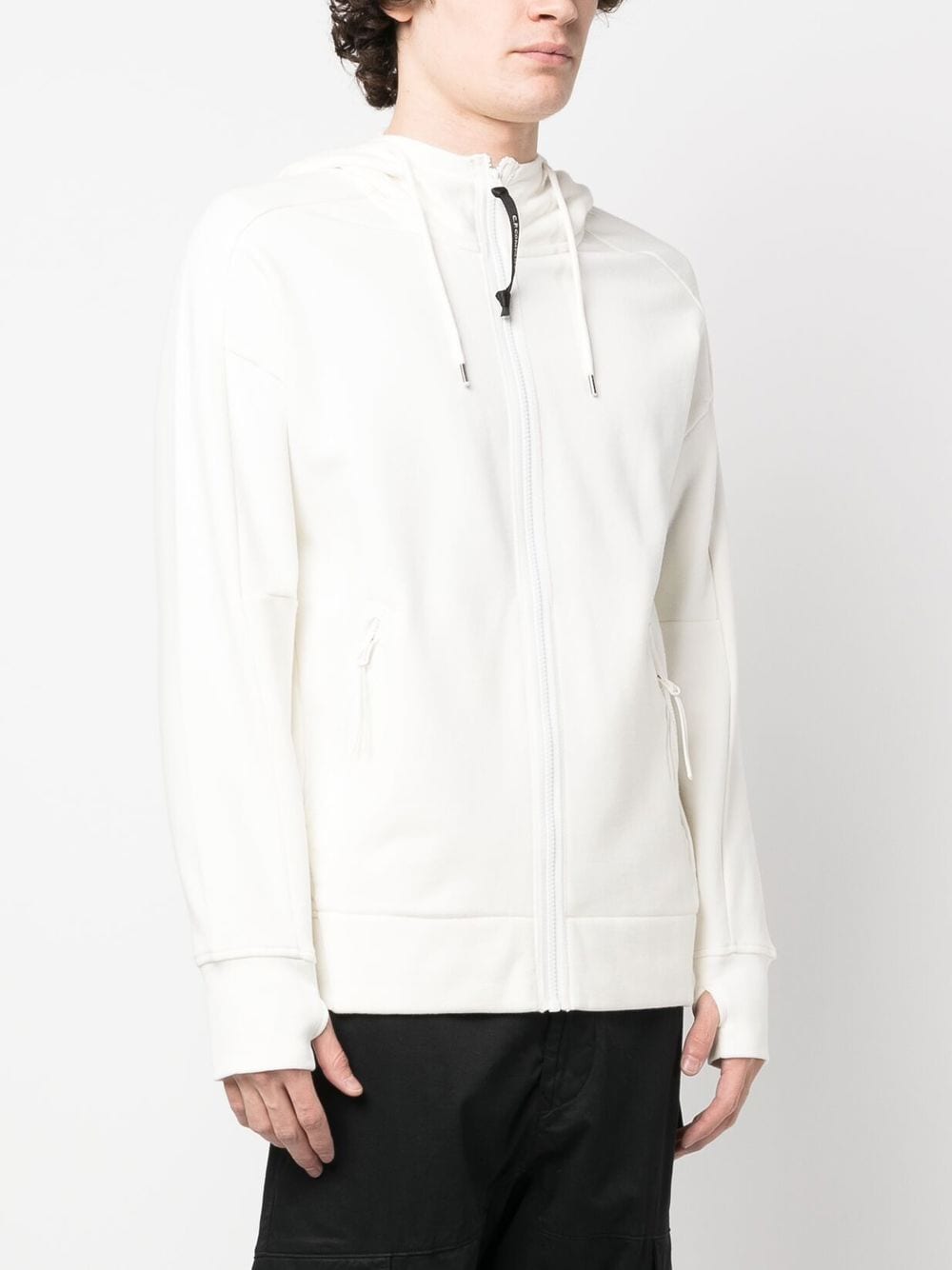 Sweat à capuche zippé Blanc C-P COMPNY