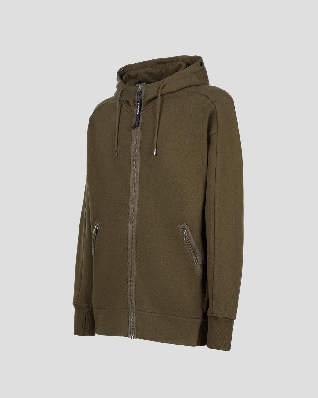 Sweat à capuche zippé Vert Kaki C-P COMPNY