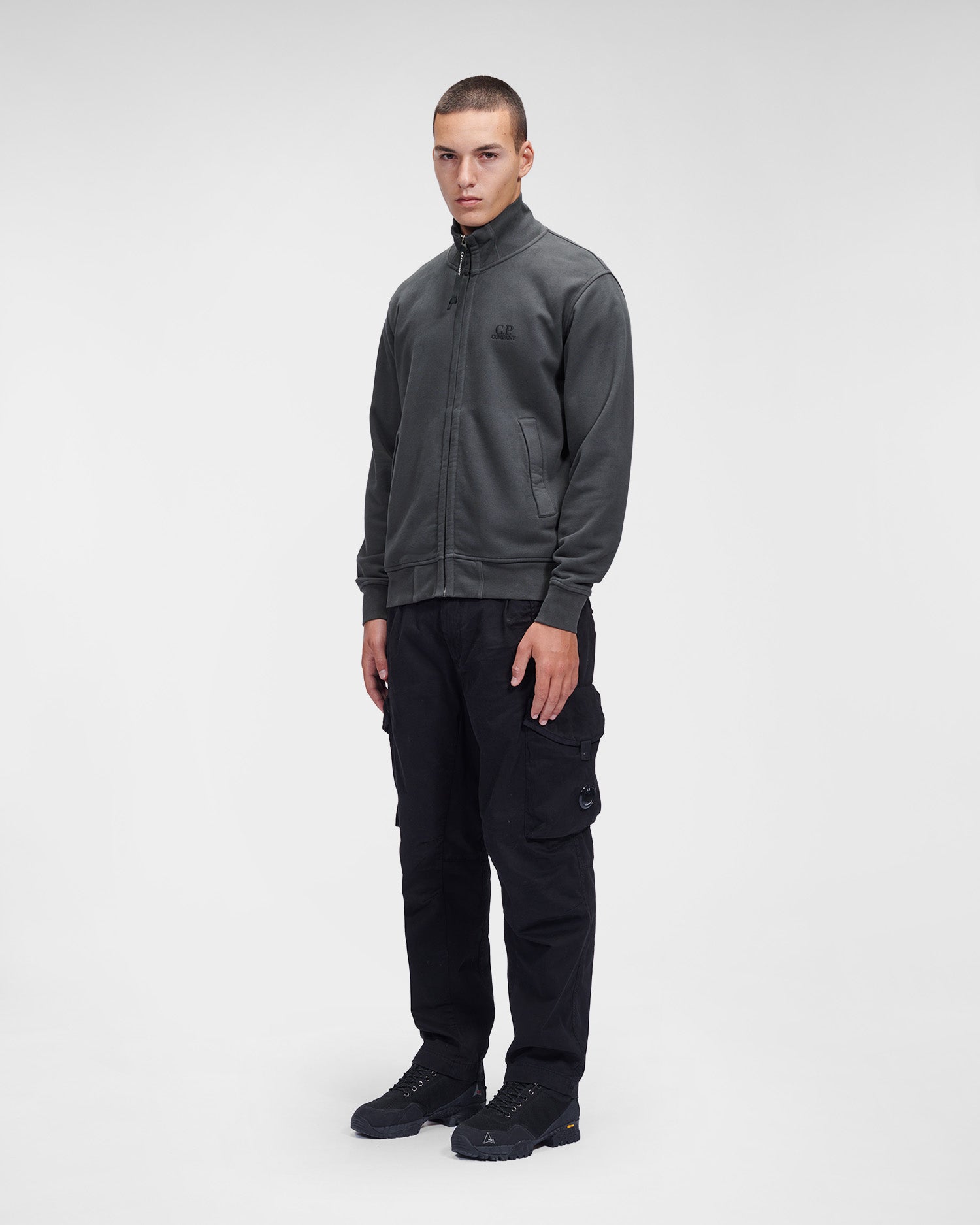 Sweat Zippé Classique Gris foncé C-P COMPNY