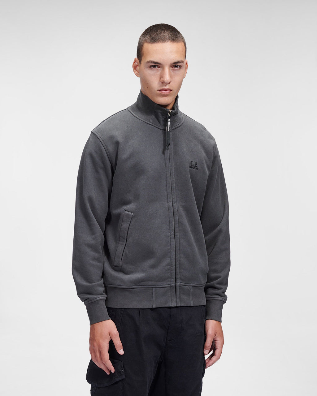 Sweat Zippé Classique Gris foncé C-P COMPNY