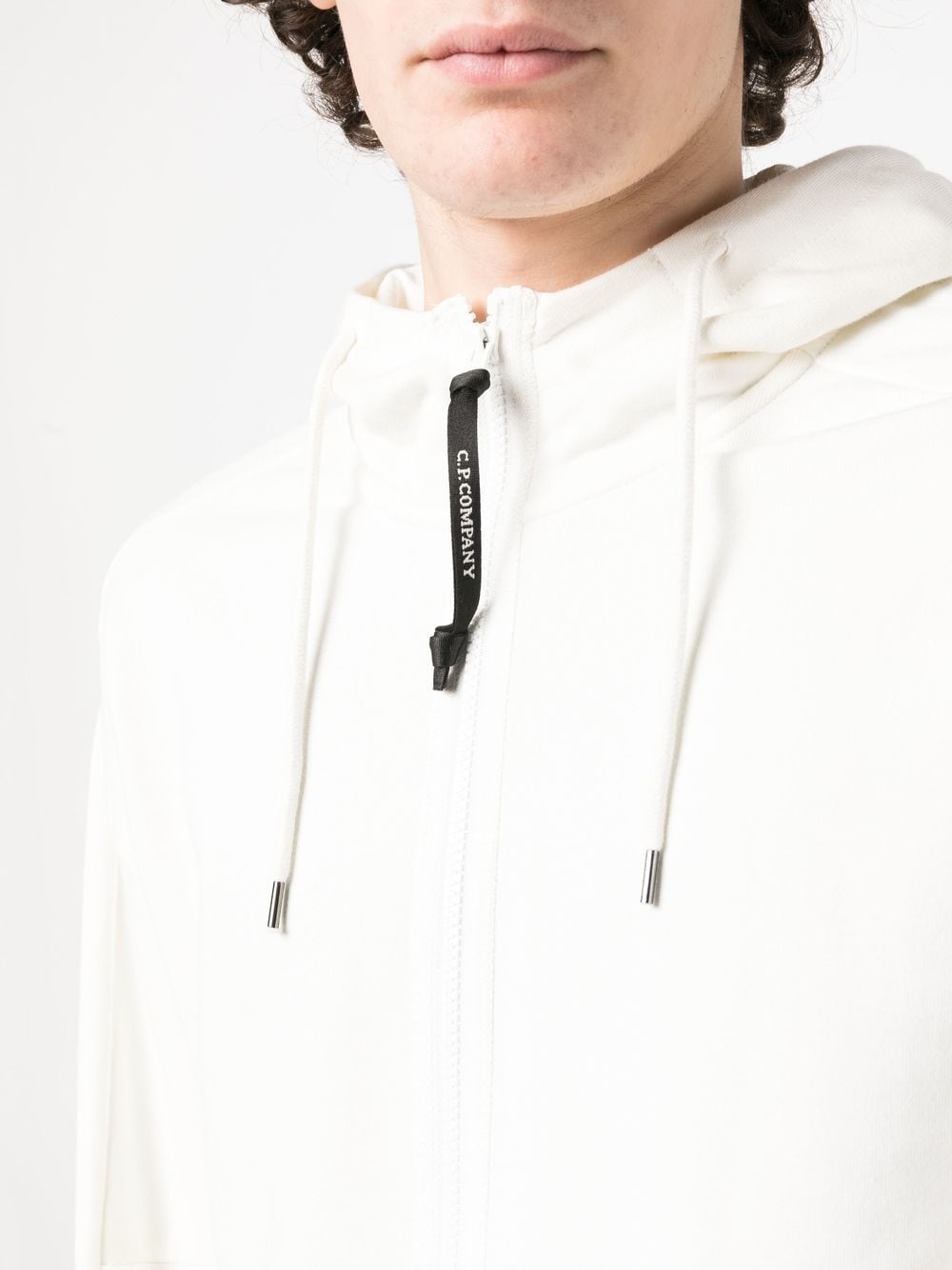 Sweat à capuche zippé Blanc C-P COMPNY