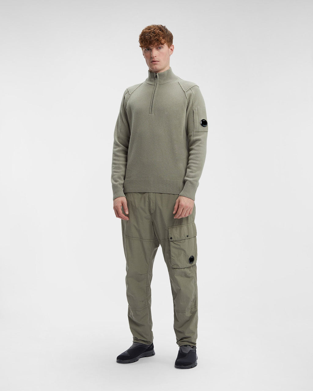 Pull en laine zippé Kaki C-P COMPNY