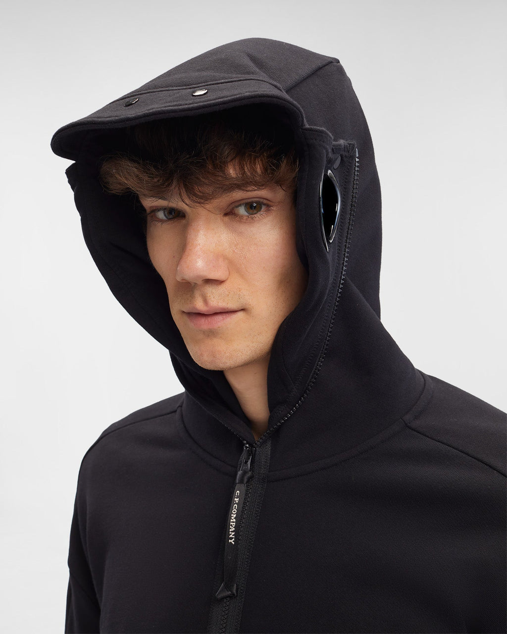 Sweat à capuche zippé Noir C-P COMPNY