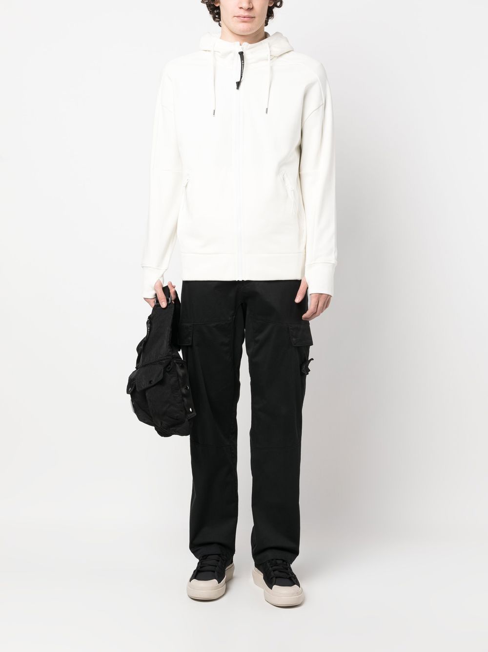 Sweat à capuche zippé Blanc C-P COMPNY