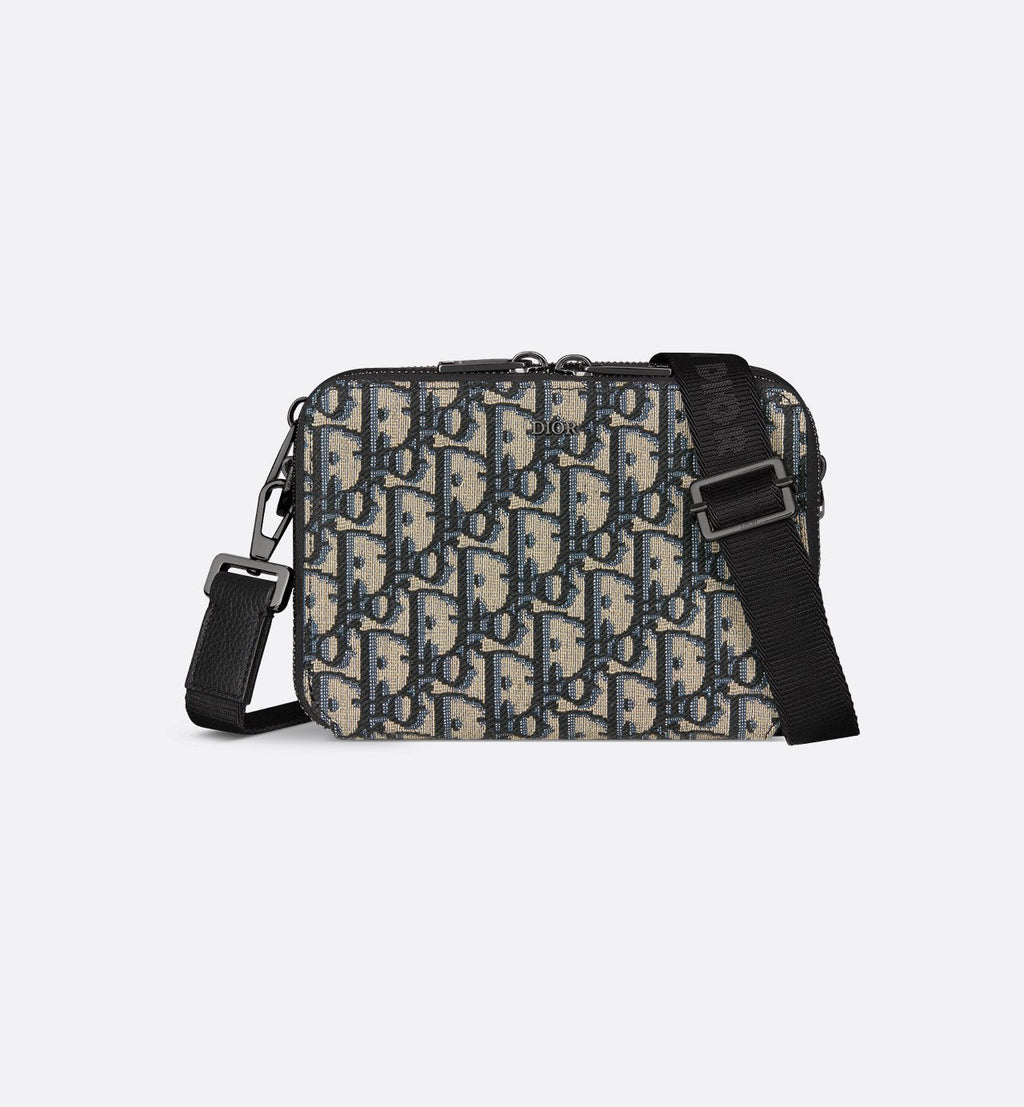 DR2 Pochette zippée à bandoulière Toile jacquard DR2 Oblique noir v1 - vue 1