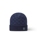 LTV Bonnet et Écharpe Néo Petit Damier Bleu Marine