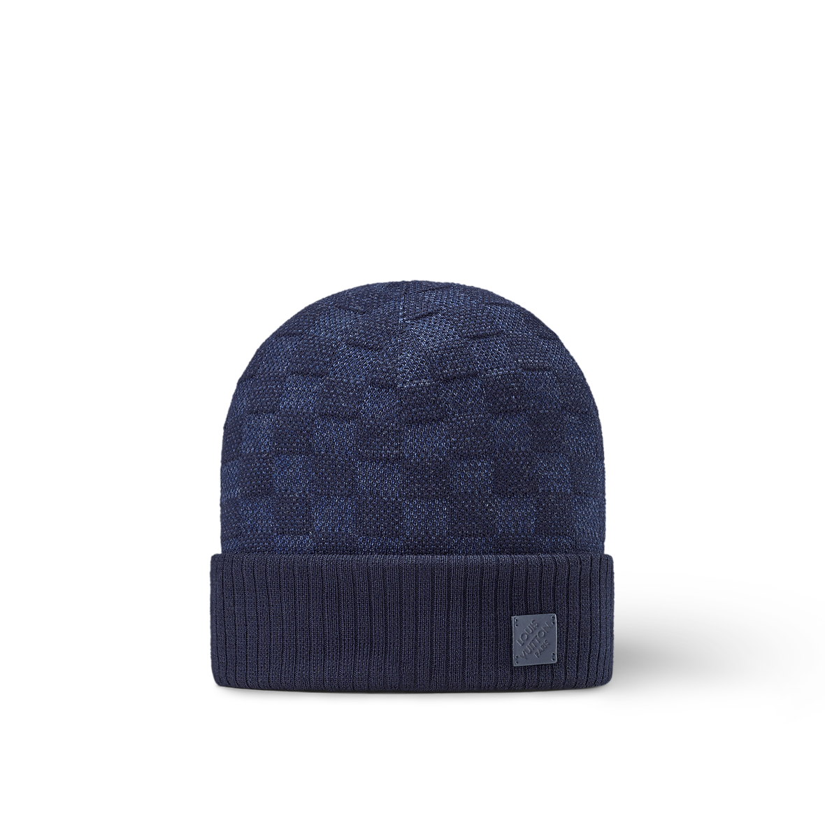 LTV Bonnet et Écharpe Néo Petit Damier Bleu Marine