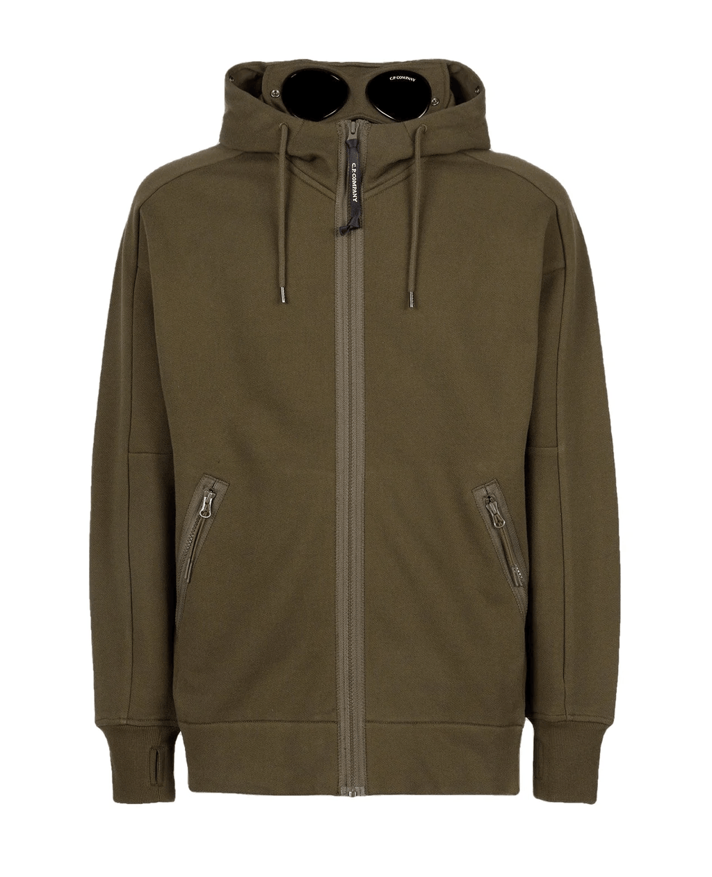 Sweat à capuche zippé Vert Kaki C-P COMPNY