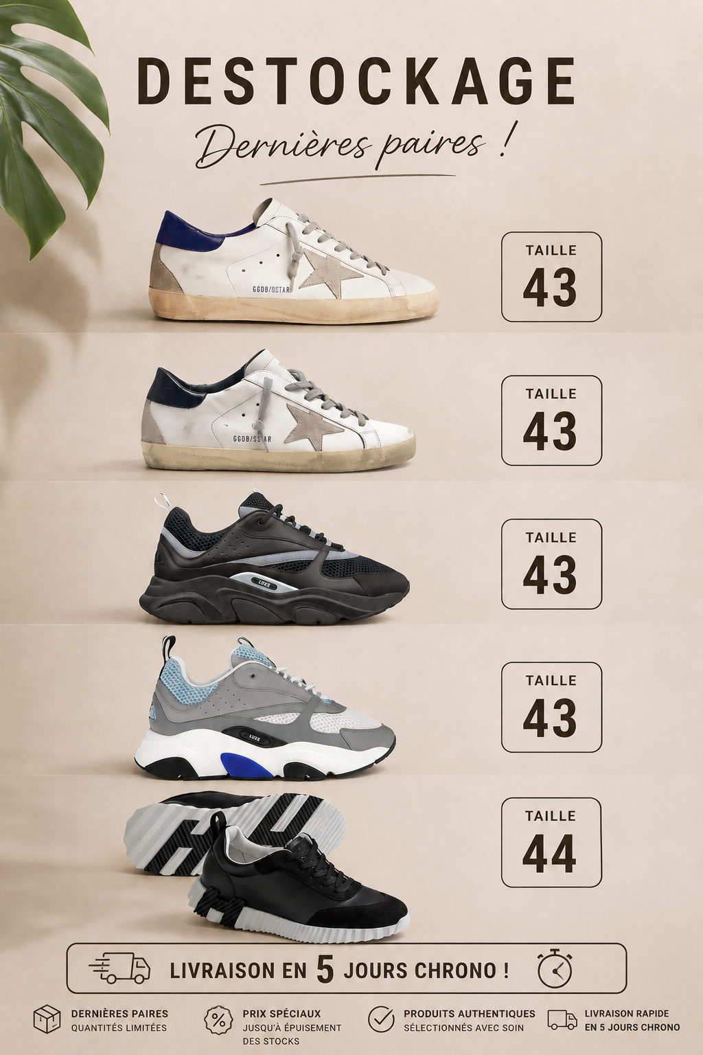 DESTOCKAGE – DERNIÈRES PAIRES 🔥 / Livraison en 5 jours