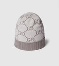 GC Bonnet et Écharpe en jacquard de cachemire GG ivoire et gris clair