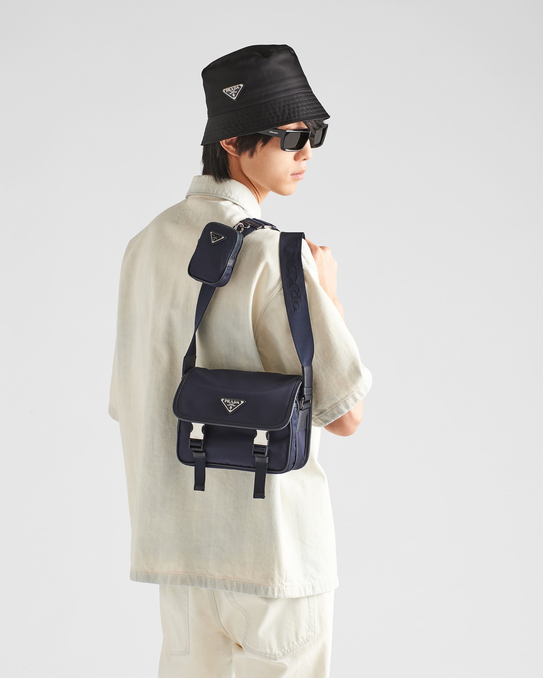 PR-DA2 Sac porté épaule en Re-Nylon et cuir Saffiano v3 - vue 2