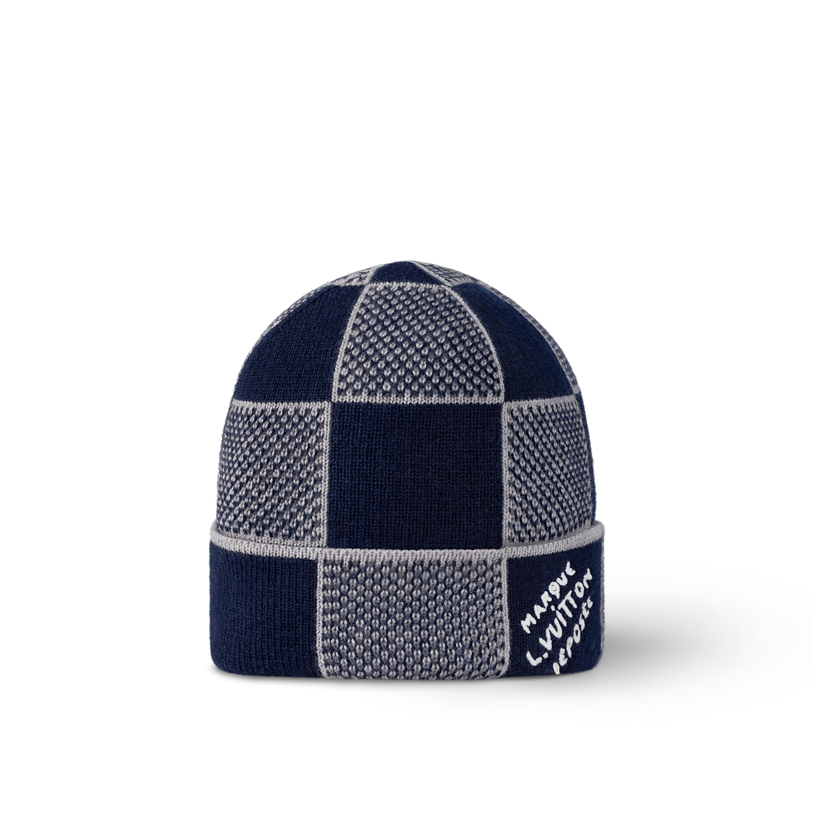 LTV Bonnet et Écharpe Damier Heritage Bleu Marine