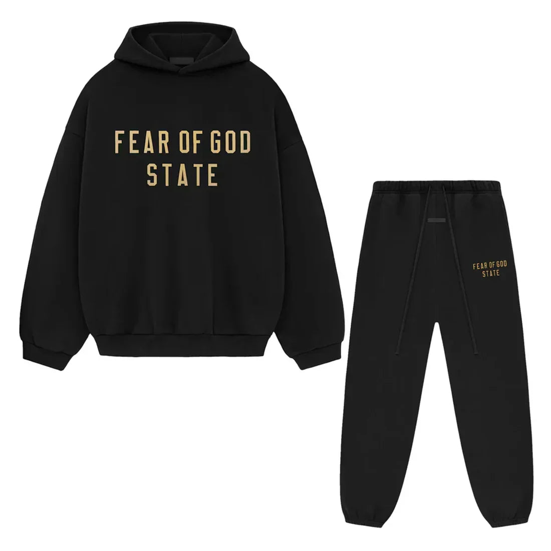 Hoodie Fleece Streetwear Black Yellow SS25 – Sweat Premium