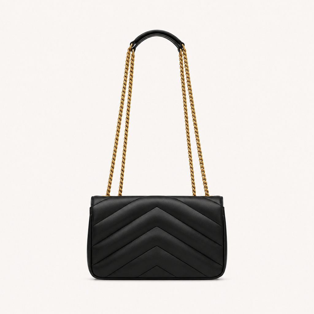 Saint Laurent Sac Loulou en Small Matelassé Noir