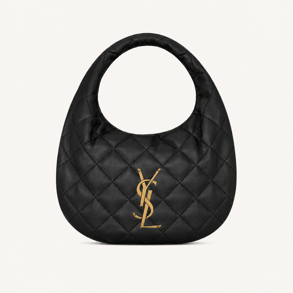 Saint Laurent Sac Icarino en Cuir Nappa Matelassé Noir