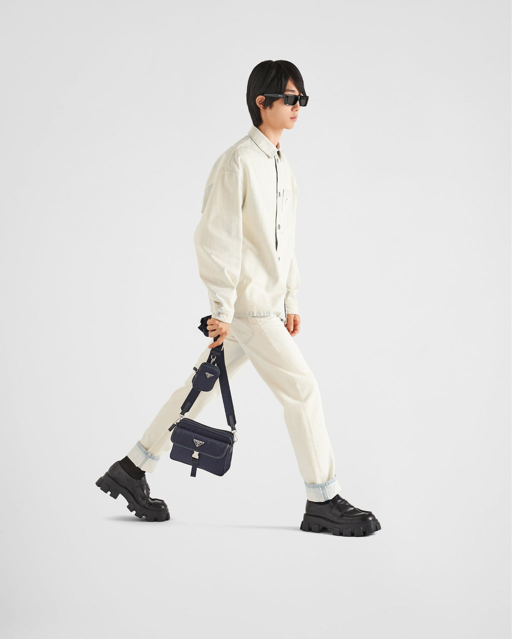 PR-DA2 Sac porté épaule en Re-Nylon et cuir Saffiano v2 - vue 2