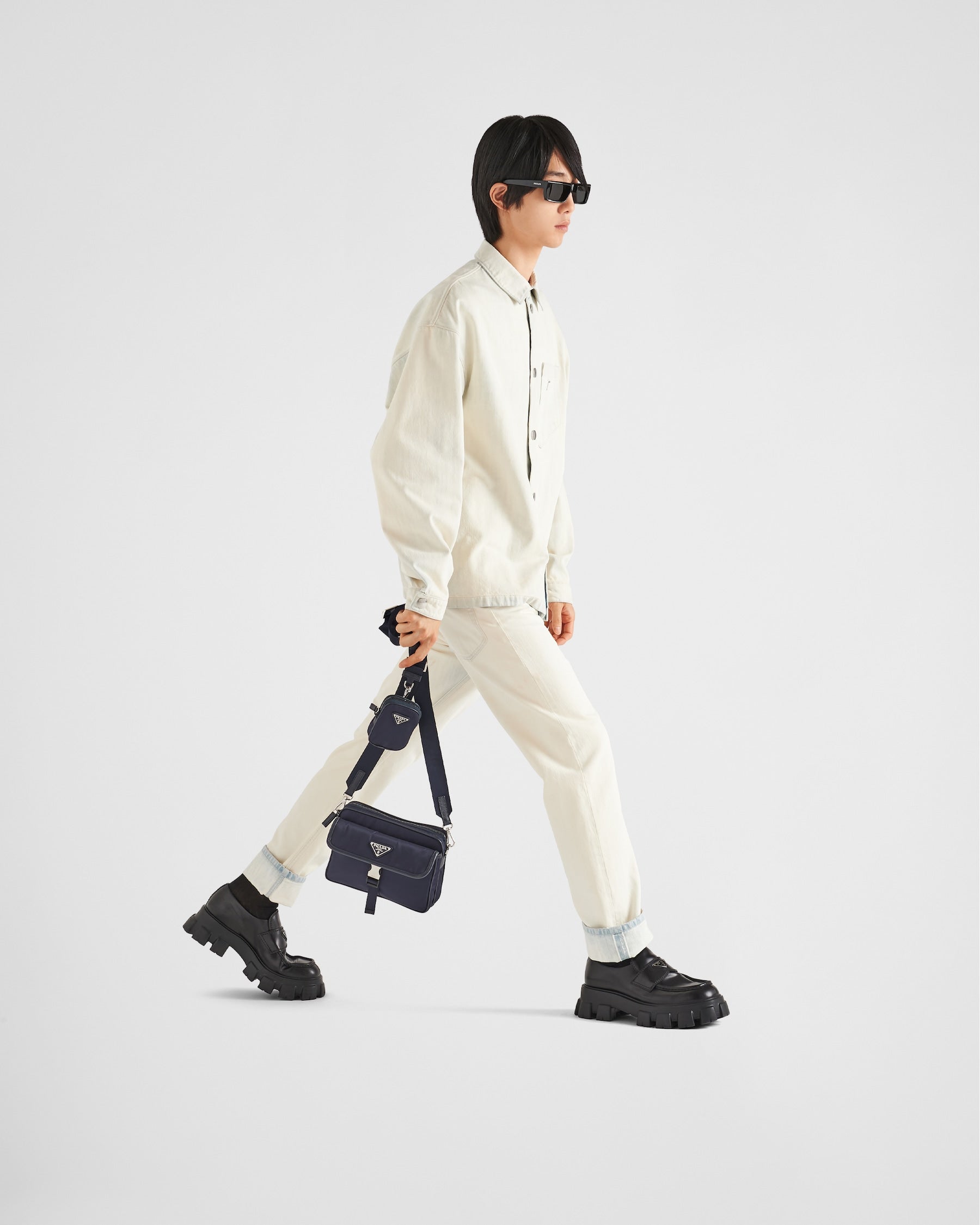 PR-DA2 Sac porté épaule en Re-Nylon et cuir Saffiano v2 - vue 2