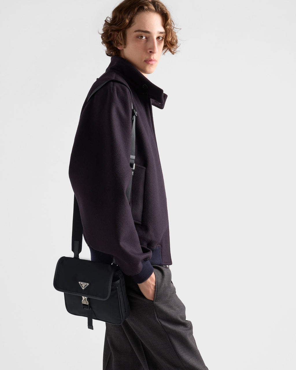 PR-DA2 Sac porté épaule en Re-Nylon et cuir Saffiano v10 - vue 2