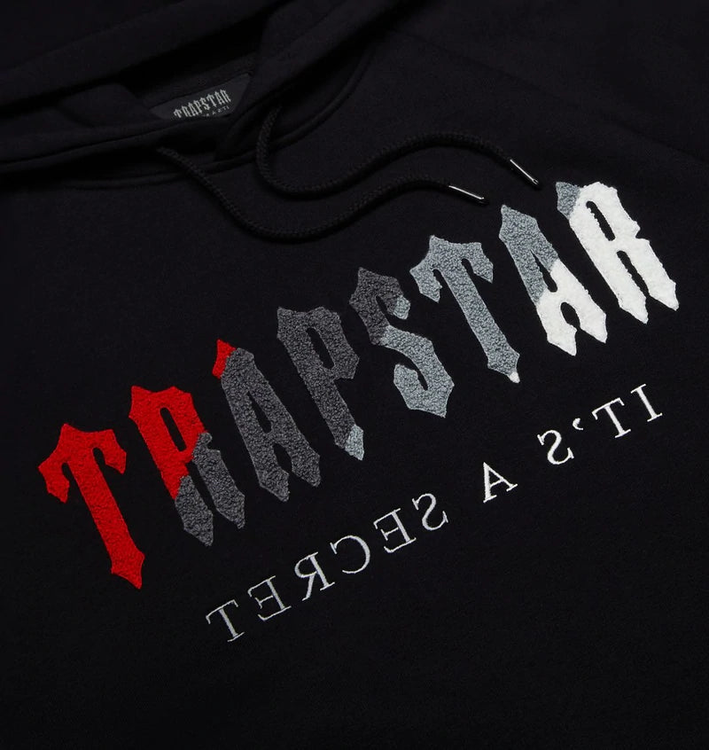 TRAPSTR Chenille Decoded Hooded Tracksuit - Black/Red