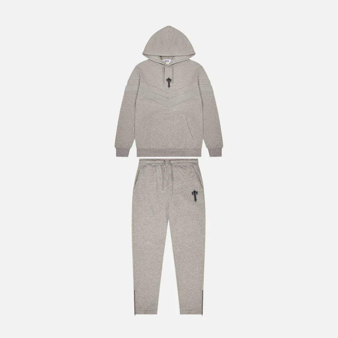 TRAPSTR V-Stripe Hooded Tracksuit - Grey