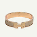 Hermès - Bracelet Clic H Marron Glacé Or Rose