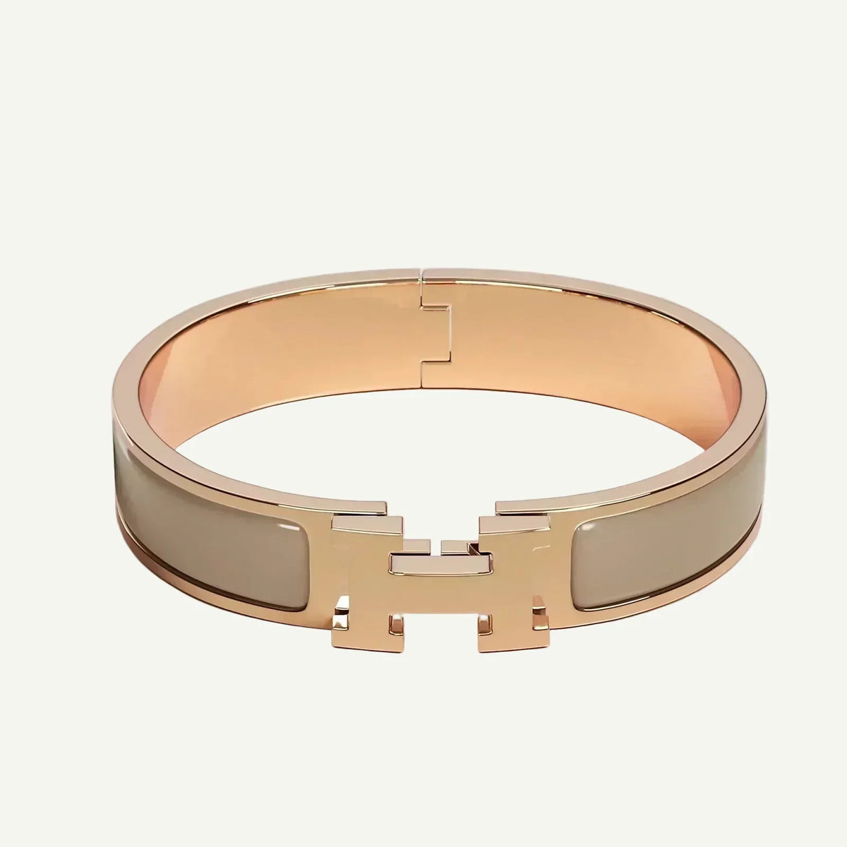 Hermès - Bracelet Clic H Marron Glacé Or Rose