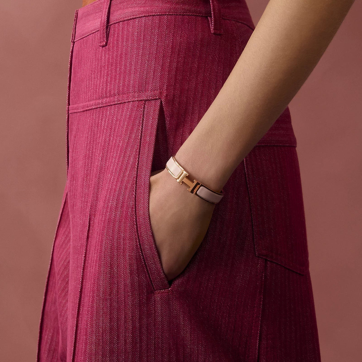 Hermès - Bracelet Clic H Rose Candeur Or Rose