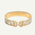 Hermès - Bracelet Clic H Brides de Gala Appliqué Piqué Blanc