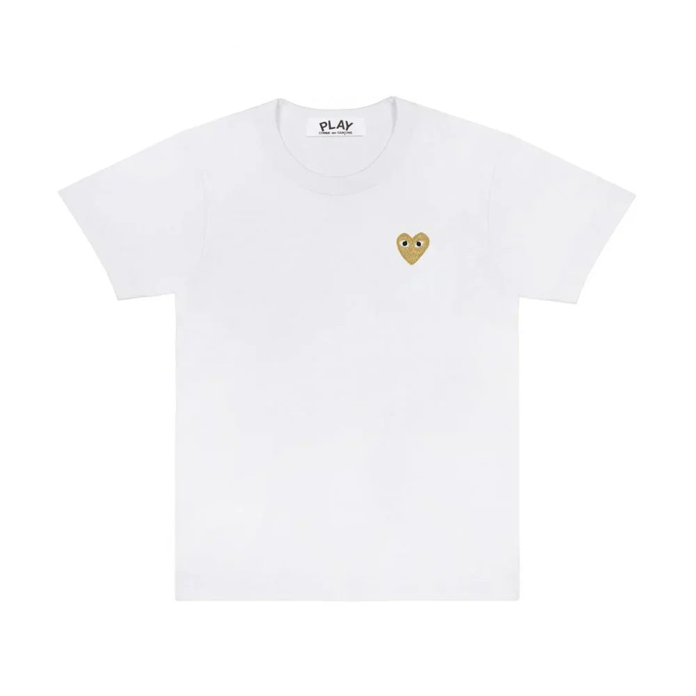 Comme des Garçons Play T-Shirt Gold Heart Emblem White