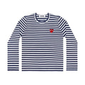 Comme des Garçons Play Striped Longsleeve Red Heart Emblem Navy