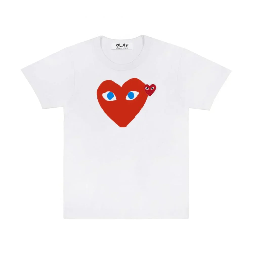 Comme des Garçons Play Blue Eyes T-Shirt Red Heart White